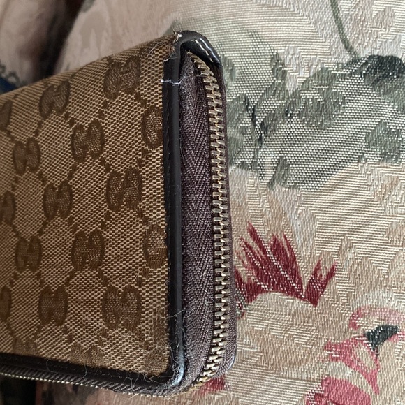 AUTHENTIC GUCCI LONG WALLET 308005 CANVAS & LEATHER HEART FOB ZIP AROUND - Picture 3 of 12